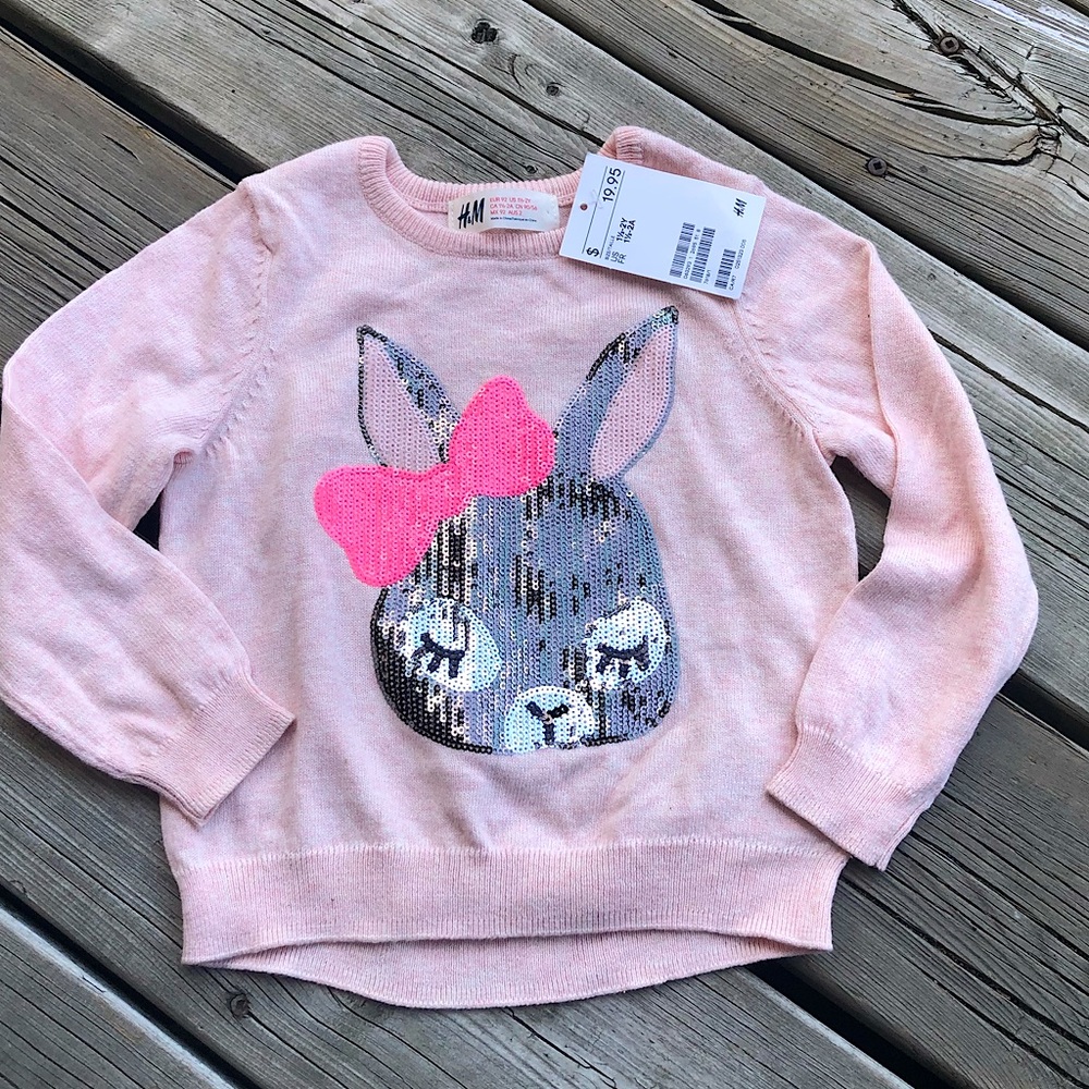Girls Sequined Bunny Sweater